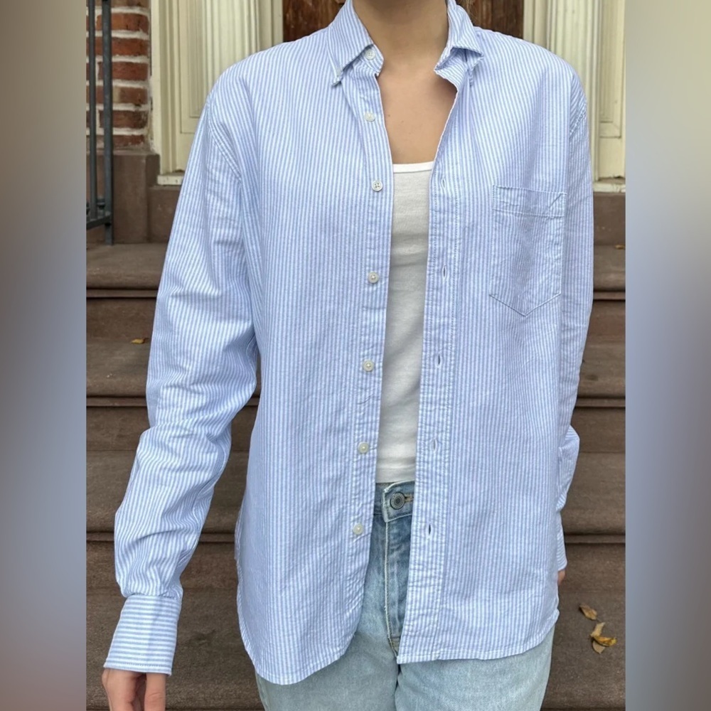 Brandy Melville Stephanie Stripe Botton Down 100% Cotton Oxford Shirt
